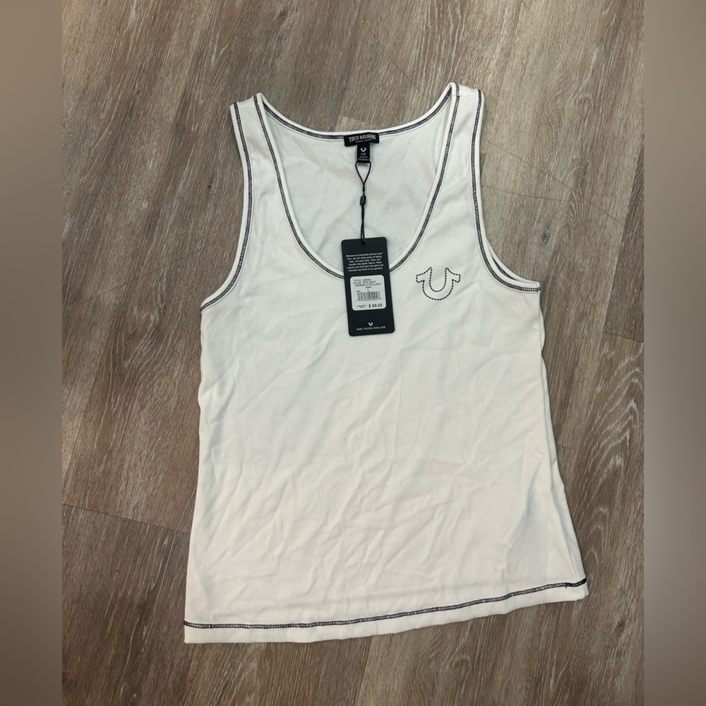 True Religion Women's Contrast Stitch Classic Tank Top L